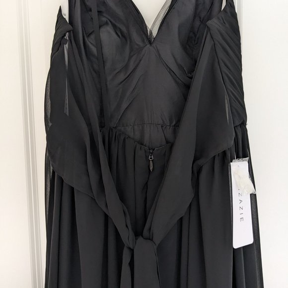 NWT Azazie floor length chiffon dress - black - size A12 - Picture 8 of 9